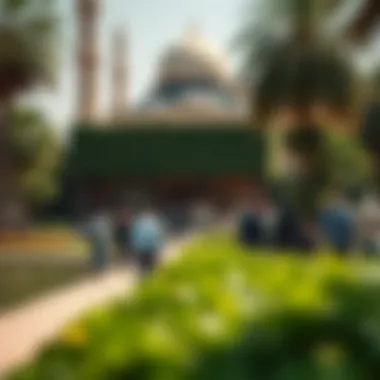 Visitors in the Gardens of جامع شيخ زايد Visitors admiring the beautiful gardens surrounding the mosque